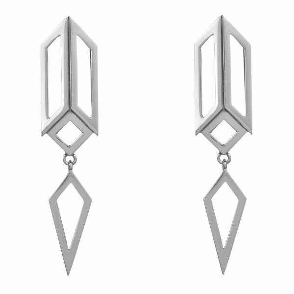 Silver Deco Drop Earrings - London Rocks Jewellery