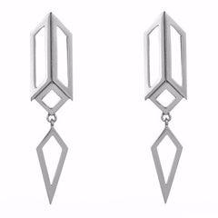 Silver Deco Drop Earrings-Earrings-London Rocks Jewellery