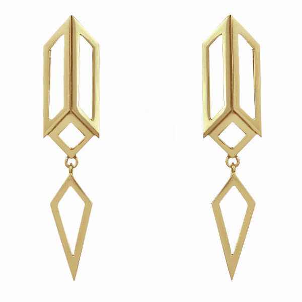 Gold Deco Drop Earrings - London Rocks Jewellery