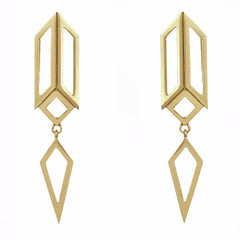 Gold Deco Drop Earrings-Earrings-London Rocks Jewellery
