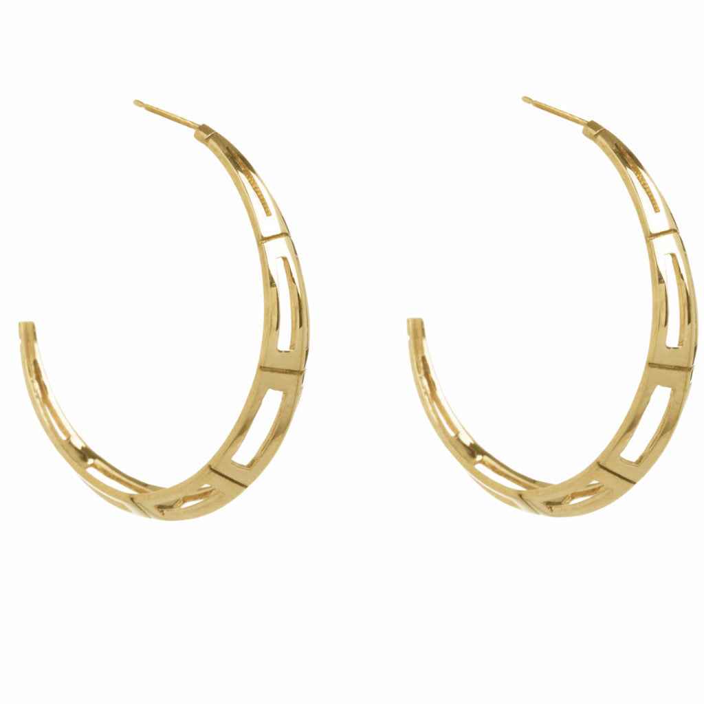 Gold Deco Hoops - London Rocks Jewellery