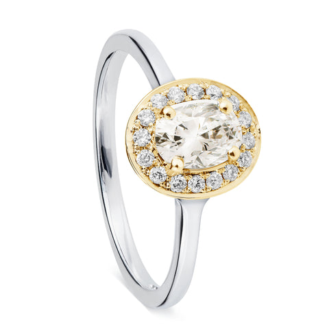 Oval Cut Halo Diamond Ring-Rings-London Rocks Jewellery