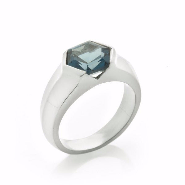 Silver Blue Topaz Mini Viper Ring-Rings-London Rocks Jewellery