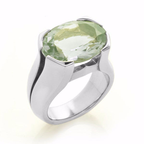 Silver Green Quartz Viper Ring-Rings-London Rocks Jewellery