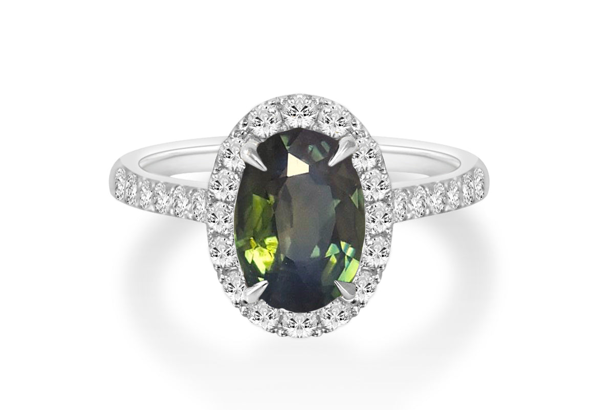 Jewelry image from page: D,Arblay Sapphire Halo