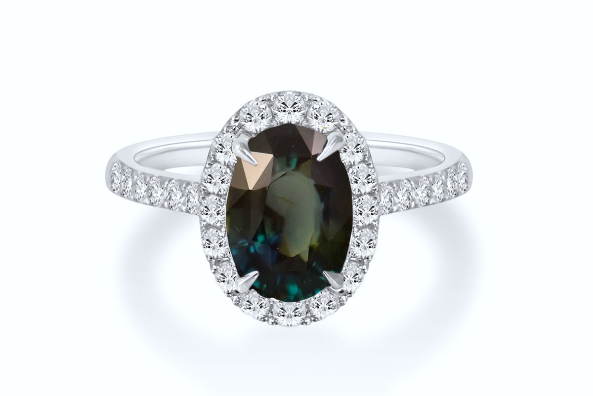 Jewelry image from page: D,Arblay Sapphire Halo