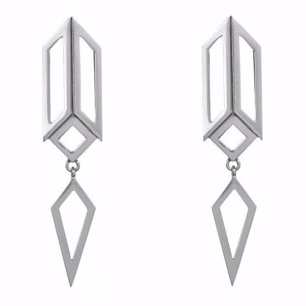 Silver Deco Drop Earrings-Earrings-London Rocks Jewellery
