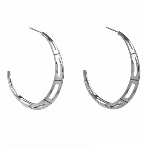 Silver Deco Hoops-Earrings-London Rocks Jewellery