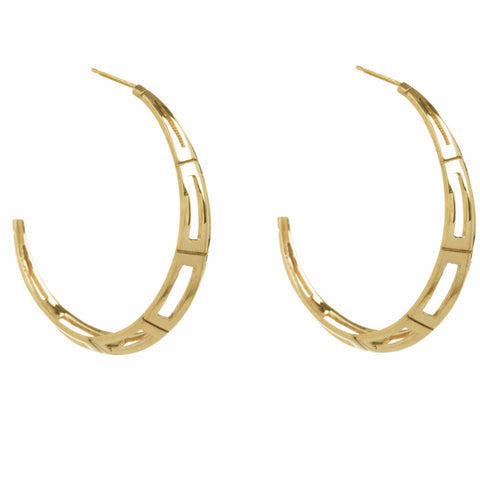 Gold Deco Hoops-Earrings-London Rocks Jewellery