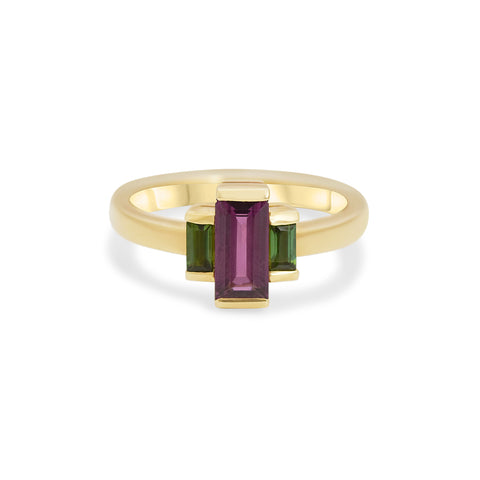 Rhodolite Garnet & Green Tourmaline Ring