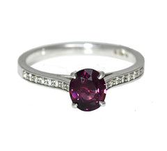 Dark Pink Spinel Ring with Diamond Shoulders