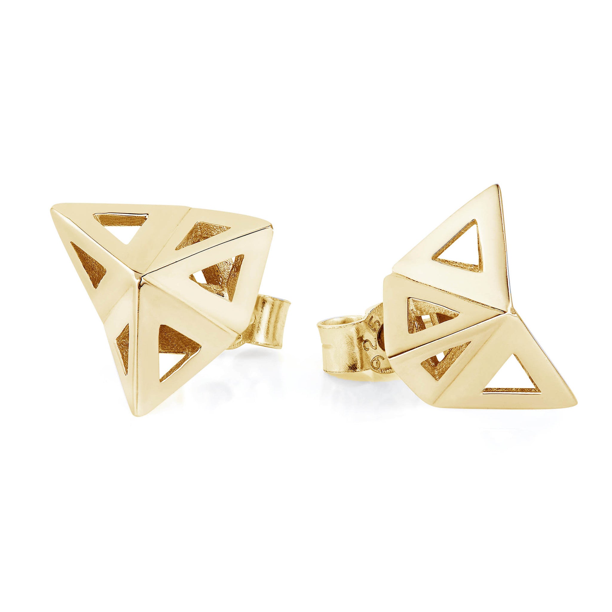 Gold Prism Studs-earrings-London Rocks Jewellery