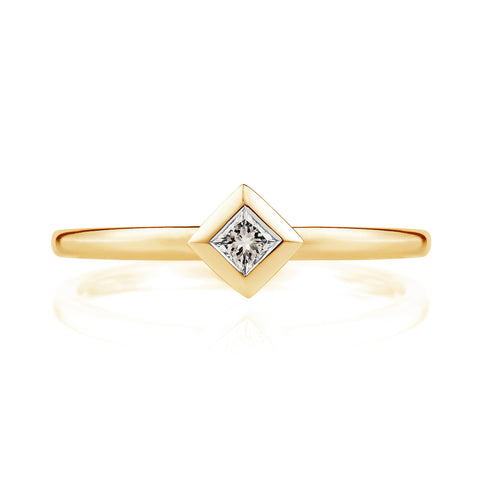 Diamond Pyramid Ring in 18ct Yellow Gold-Rings-London Rocks Jewellery