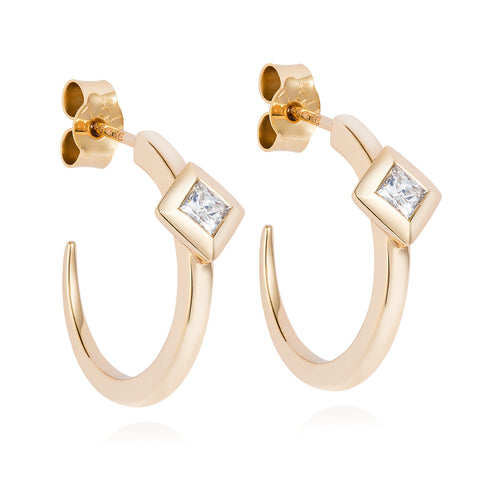 Diamond Pyramid Rose Gold Hoops-Earrings-London Rocks Jewellery