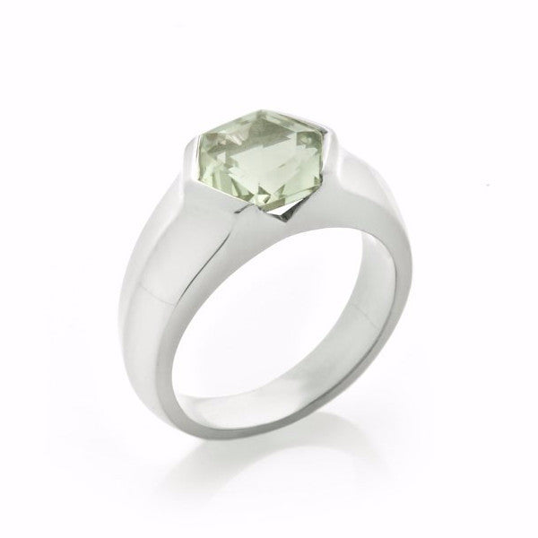 Silver Green Quartz Mini Viper Ring-Rings-London Rocks Jewellery