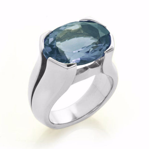 Silver Blue Topaz Viper Ring-Rings-London Rocks Jewellery