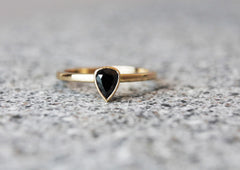 Black Pear Shape Diamond Ring