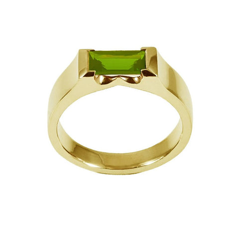 Green Peridot Cubist Ring - Gold